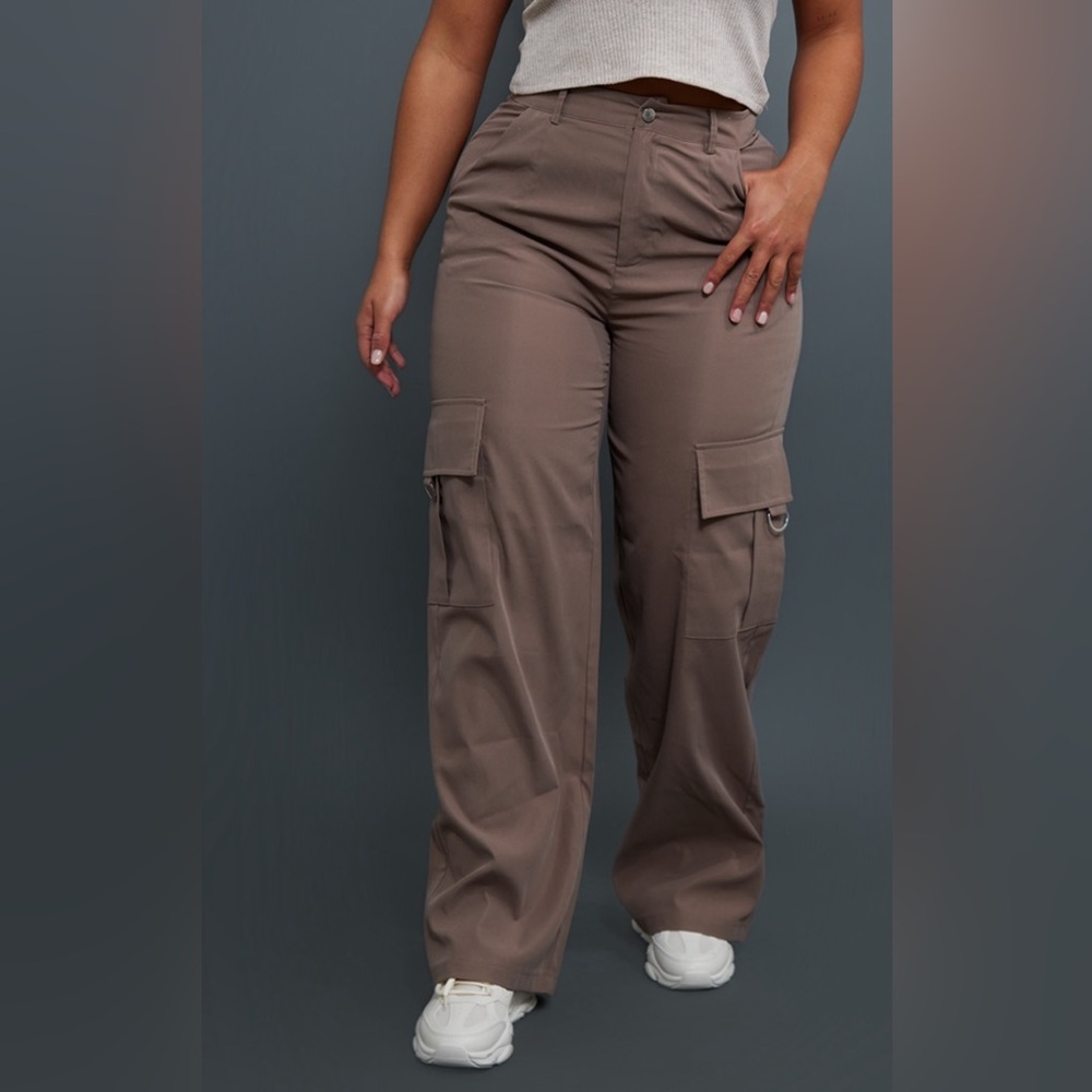 Prettylittlething Shape Buckle Detail Cargo Wide Leg Pants